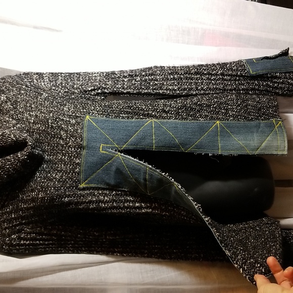 M Unique DIY Revamped Cowl neck Sweater with split bell cuffs - Picture 2 of 5